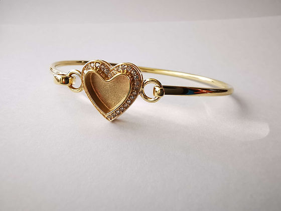 Heart Hook Clasp Bangle with Cubic Zirconia