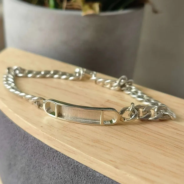Unisex Silver Curb Chain Bracelet