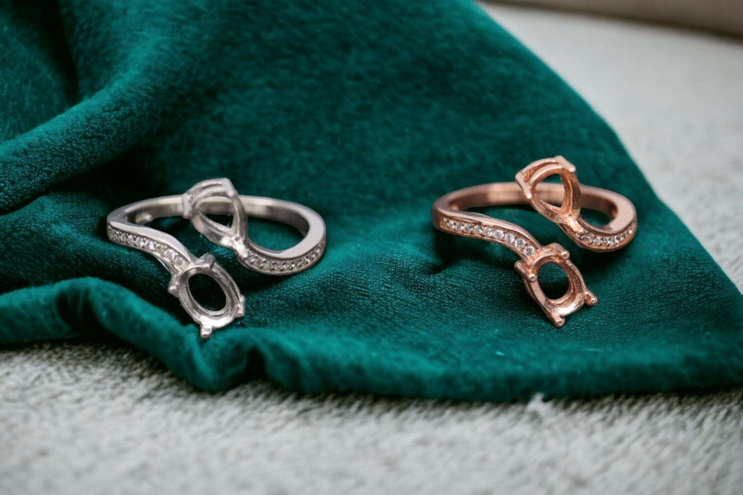 Adjustable Two Stone Pear Oval Ring