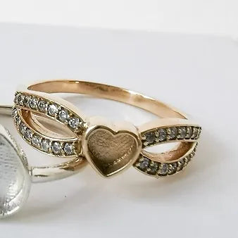 Heart Cup Ring with Cubic Zirconia