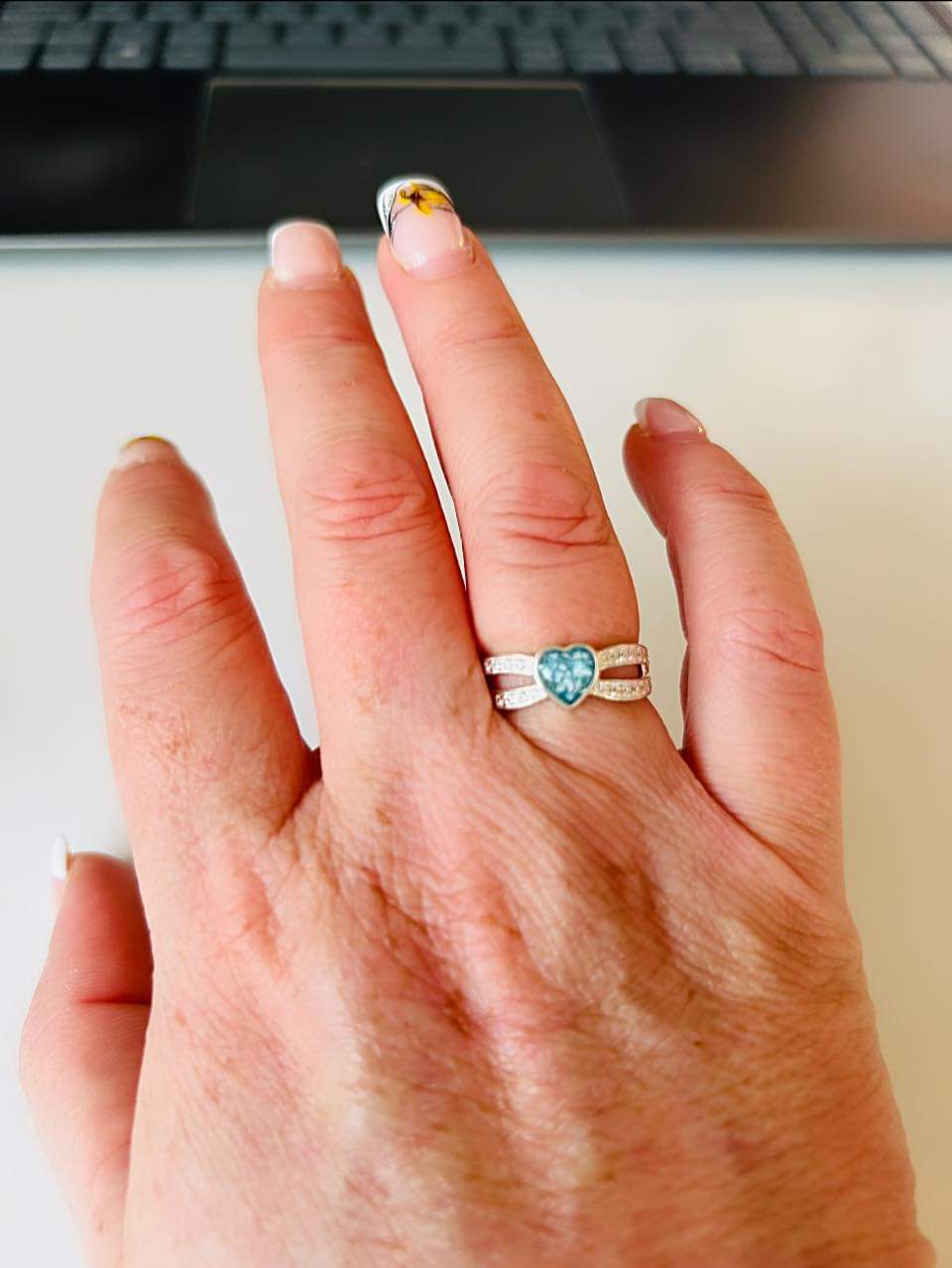 Heart Cup Ring with Cubic Zirconia