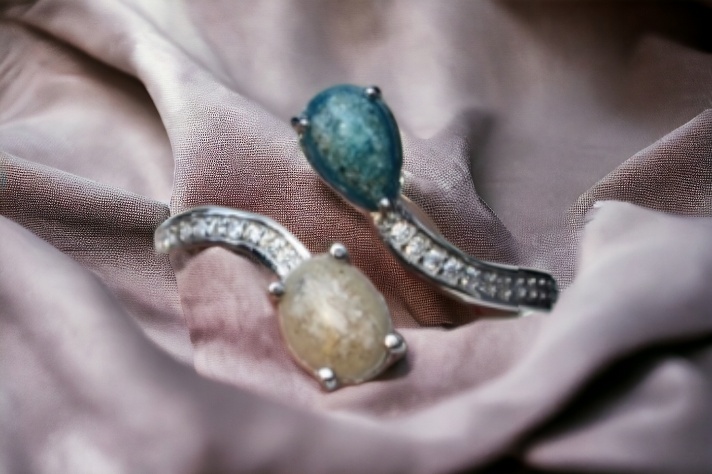 Adjustable Two Stone Pear Oval Ring