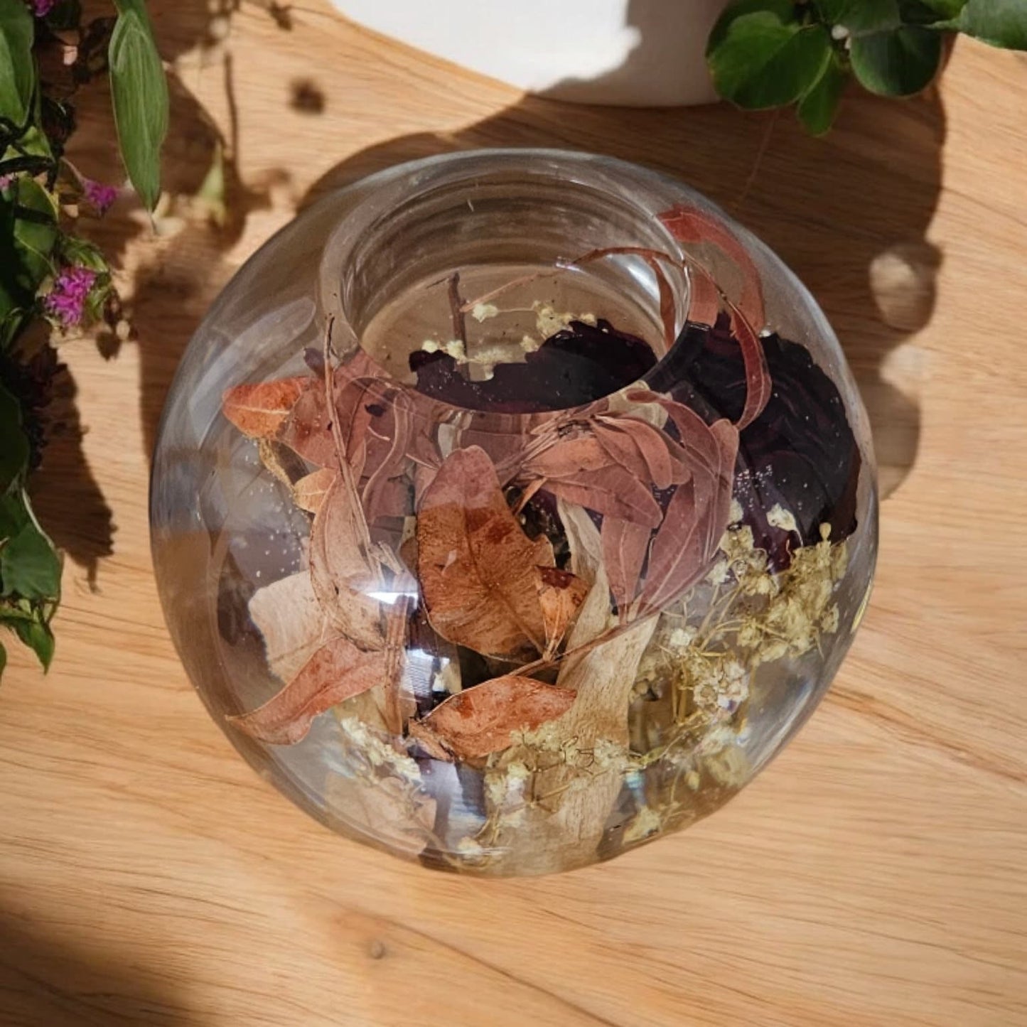 Floral Preservation Ball Tea Light, Memorial, Wedding, Special Occassion, Custom Keepsake