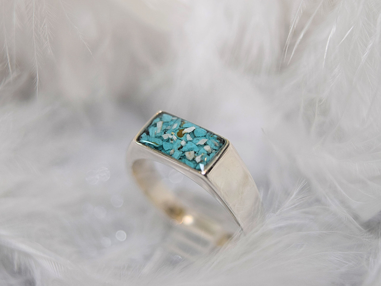 Mens Rectangle Inlay Ring
